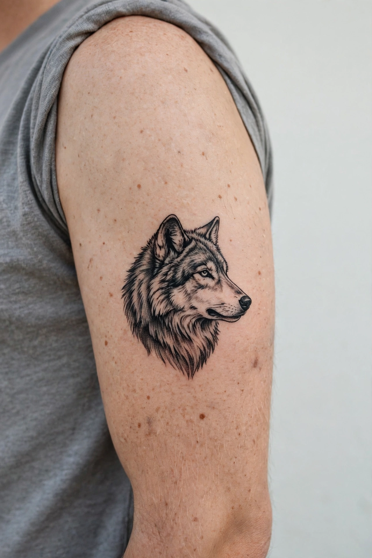 Wolf tattoo on real skin