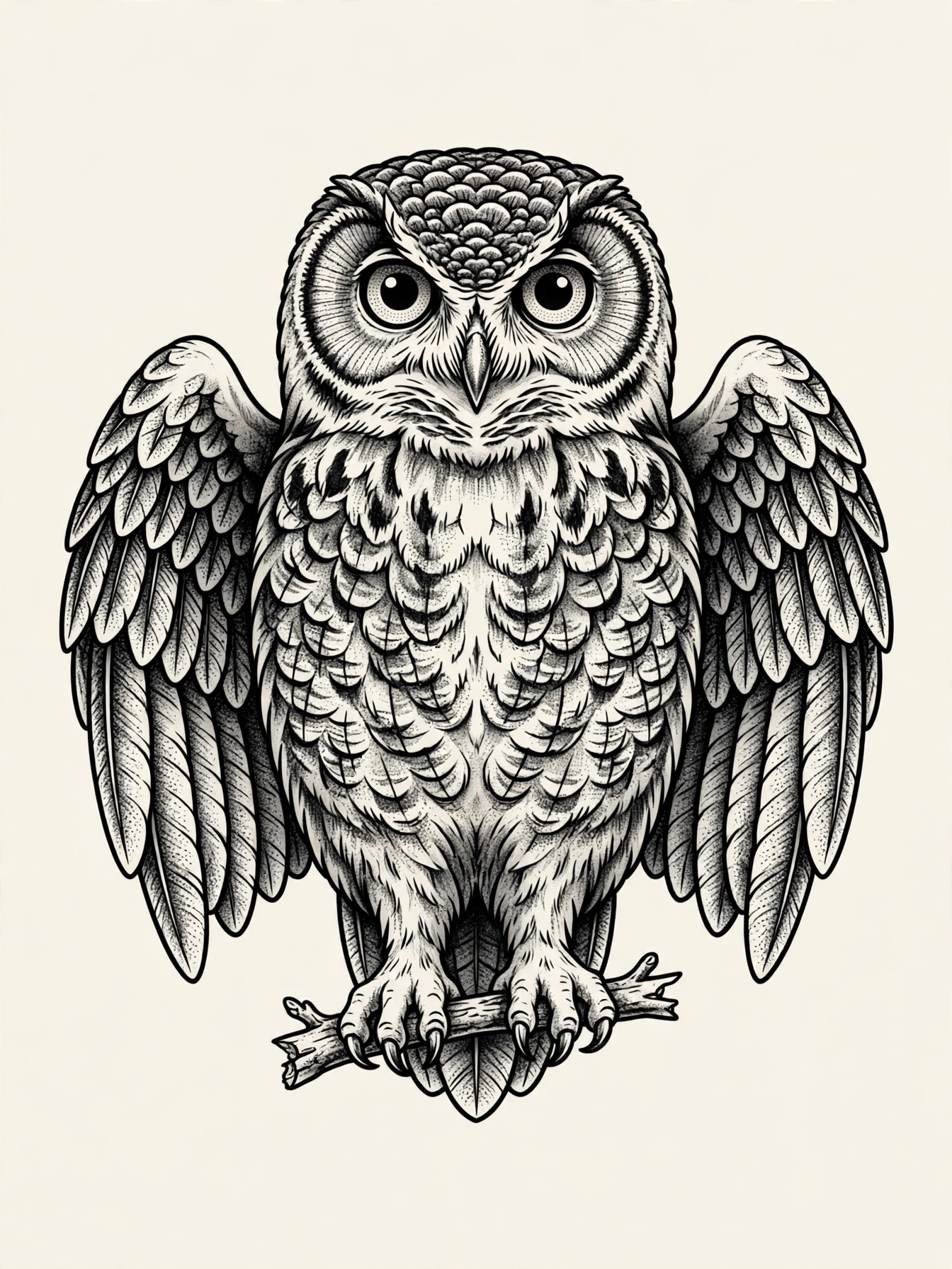 Owl, dotwork